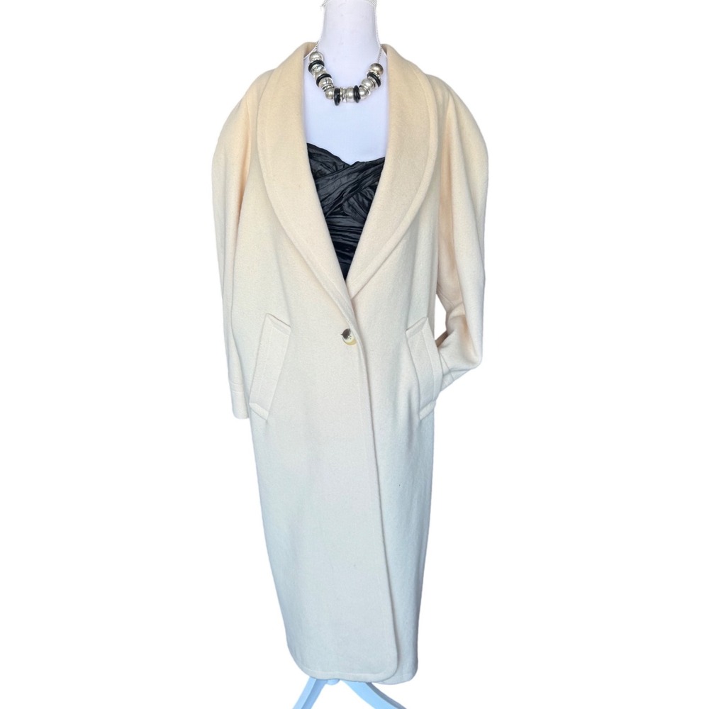 Vintage Wool Coat The Limited Shawl Collar Overcoat Cream Oversized Minimalist 8